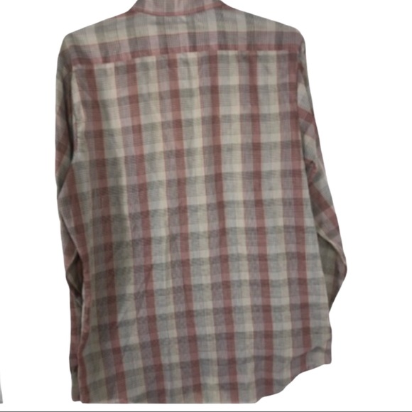 L’Avion 📌 VINTAGE medium 15-15.5 button down grey & red plaid long sleeve shirt - Picture 2 of 7